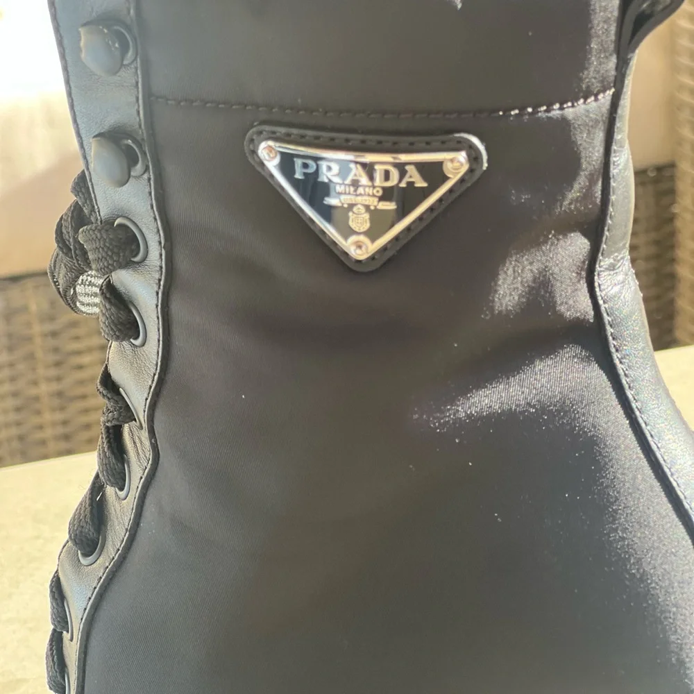 Prada Black Lace Up Boots 39 - Picture 5 of 9